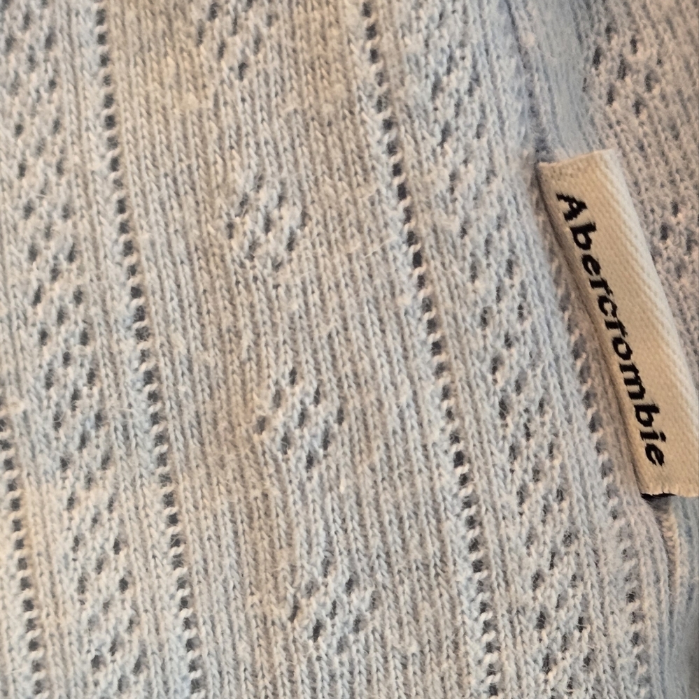 Abercrombie & Fitch Light Blue Long Sleeve Eyelet Top SzL - Picture 3 of 8